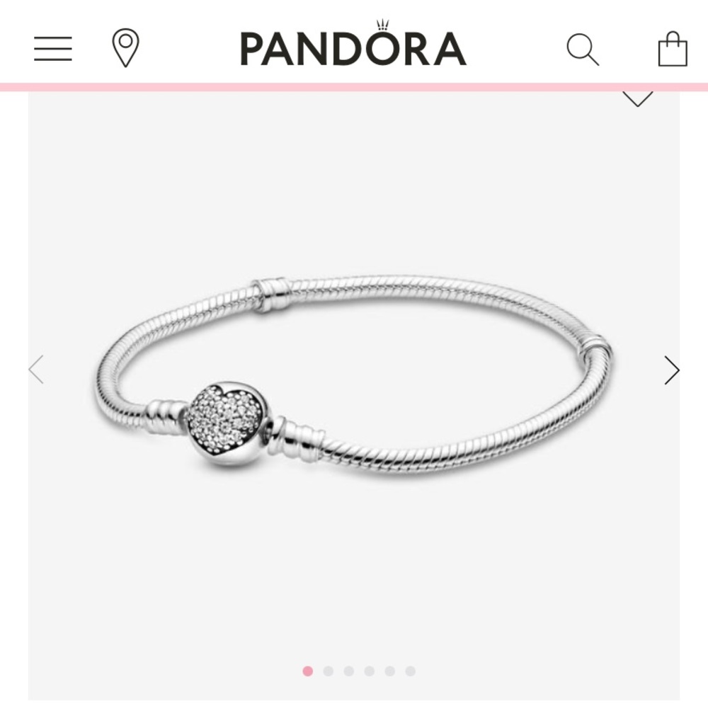 Pandora Sparkling Heart Clasp Chain Bracelet